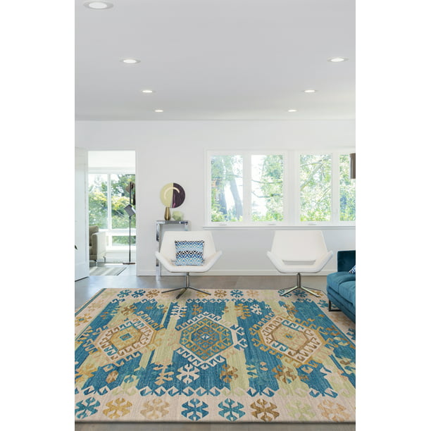 Kalista Flat-Weaves & Kilims Red Kilim 5'5 x 7'9 346071 eCarpet Gallery Area Rug for Living Room Hand-Knotted Wool Rug Bedroom 